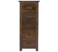 Boston Tall Chest - 5 Drawer - Dark Wood