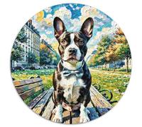 Boston Terrier 1000 Piece Jigsaw Animal Dog Round Puzzle for Adults And Kids Modern Unique Challenge Games Scene Creative 1000pcs (67.5x67.5cm)