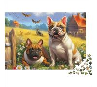 Boston Terrier 1000 Piece Jigsaw Puzzle Energetic Tuxedo-patterned Lively Boston Terriers Decorative Paper Puzzle for Wall Art Display, Relaxing Brain Game for Adults 52x38cm/1000pcs