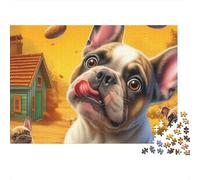 Boston Terrier 1000 Piece Jigsaw Puzzle Energetic Tuxedo-patterned Lively Boston Terriers Premium Eco Paper Puzzle with Smooth Cut, Relaxing Brain Game for Adults 38x26cm/1000pcs