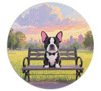 Boston Terrier 1000 Piece Jigsaws Animal Dog Round Puzzles for Adults And Kids Colorful Unique Challenge Games Scene Creative 1000pcs (67.5x67.5cm)