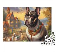 Boston Terrier 1000 Pieces Cardboard Cute Dog Jigsaw Puzzle Gift Set Couple Partners Concentration Training for Framing Gifts for Relaxation 52x38cm/1000pcs