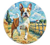 Boston Terrier 1000 Pieces Jigsaw Animal Dog Round Puzzles for Adults And Kids Modern Unique Challenge Games Scene Creative 1000pcs (67.5x67.5cm)