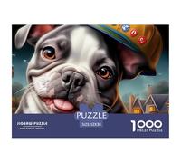 Boston Terrier 1000 Puzzles Adults Puzzle Adults Puzzle Gifts Birthday Home Decoration Challenging & Brainteasing 52x38cm/1000pcs