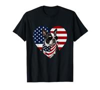 Boston Terrier American Flag Patriotic July 4th Dog T-Shirt