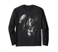 Boston Terrier American Football Sports Dog Lover Long Sleeve T-Shirt