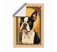 Boston Terrier Art Deco Unframed Wall Art Print A3 (42×29.7cm), Wall Decor for Living Room, Bedroom, Office & Home, Art Gift