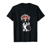 Boston Terrier as King Value Graphic T-Shirt, Men, Black, L