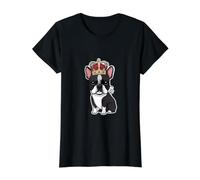 Boston Terrier as King Value Graphic T-Shirt, Women, Black, XL
