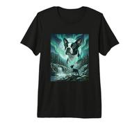 Boston Terrier Aurora Borealis Northern Lights Dog Premium T-Shirt
