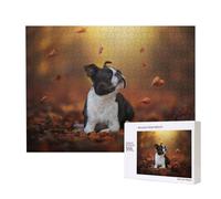 Boston Terrier Autumn Bokeh Dogs Dogs,500 Pieces Wooden Jigsaw Family Game Jigsaw Puzzles for Adults Teens Home Decor