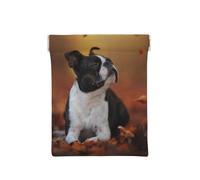Boston Terrier Autumn Bokeh Dogs Dogs, Squeeze Top Wallet Women Storage Bag Small Coin Purse Change Pouch