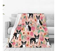 Boston Terrier Blanket Boston Dog Decor Pink Throw Blanket Gifts for Girls Boys Dog Lover Winter Couch Bedding Super Warm Soft Plush Lightweight Fleece Flannel Blanket for Kids Adult Men Women 50"X40"