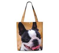 Boston Terrier Bokeh Dogs Pets Boston Terrier,Reusable Grocery Bags Shopping Tote Bags Large Capacity Canvas Shoulder bag