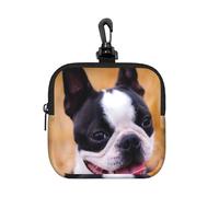 Boston Terrier Bokeh Dogs Pets Boston Terrier, Square Zipper Storage Bag, Neoprene Coin Purse, Small Wallets, Change Pouch, Change Purse