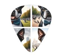 Boston-Terrier-Bow-Tie 12 Pack Guitar Picks With 3 Thicknesses And Storage Box, Abs Plectrums For Electric Bass Guitar Players