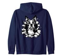 Boston Terrier Break Wall Breakthrough Dog Zip Hoodie