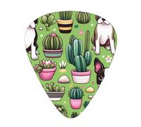 Boston-Terrier-Cactus-Cute 12 Pack Guitar Picks With 3 Thicknesses And Storage Box, Abs Plectrums For Electric Bass Guitar Players