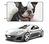 Boston Terrier Car Windshield Sun Shade Keep Car Interior Cool 55"x30" Folding Front Window Sun Shade, Heat Shield for SUV, Truck, Blocks UV