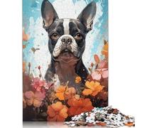 Boston Terrier Charm Puzzles 1000 Piece Puzzles for Teenagers Gifts Jigsaw Puzzles for Adults Educational Game Challenge Toy 1000pcs (75x50cm)