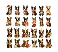 Boston Terrier Christmas | 24 Days Cute 2D Acrylic Pendant,Christmas Countdown Pendant,For Parties Birthday Offices Car Home School