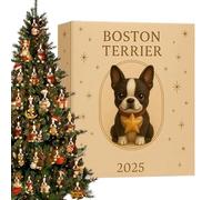 Boston Terrier Christmas Advent Calendars 2025, 24 Days Christmas Countdown Calendar, 2D Acrylic Dog Pendant For Home Holiday Office Car School