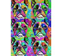 Boston Terrier Colourful Pop Art Blank Greeting Card