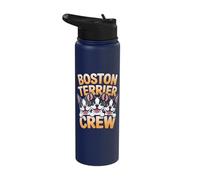 Boston Terrier Crew Cartoon for Dog Owner Pet Boston Terrier Stainless Steel Insulated Water Bottle