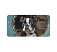 Boston Terrier Desk Mat Non-Slip Office Desk Mat 23.6" X 11.8" Large Mouse Pad with Rubber Base Waterproof Desk Writing Pad for Office and Home