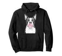 Boston Terrier Dog Blowing Pink Bubblegum Pullover Hoodie