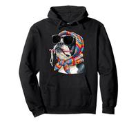 Boston Terrier Dog Bostie Granny Square Crochet Yarn Pullover Hoodie