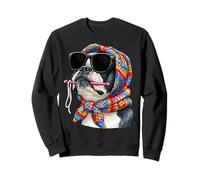 Boston Terrier Dog Bostie Granny Square Crochet Yarn Sweatshirt