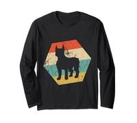 Boston Terrier Dog Breed Retro Distressed Hexagon Long Sleeve T-Shirt