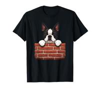 Boston Terrier Dog Brick Wall Design Funny Boston Terrier T-Shirt