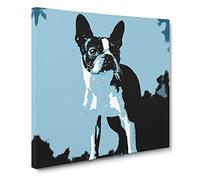 Boston Terrier Dog Canvas Print | Gallery Wrapped 30mm Frame Wall Art | 14x14 inches | Ready to Hang | Abstract Animals Picture | Living Room Bedroom Lounge Office