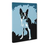 Boston Terrier Dog Canvas Print | Gallery Wrapped 30mm Frame Wall Art | 20x14 inches | Ready to Hang | Abstract Animals Picture | Living Room Bedroom Lounge Office
