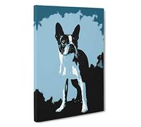 Boston Terrier Dog Canvas Print | Gallery Wrapped 30mm Frame Wall Art | 30x20 inches | Ready to Hang | Abstract Animals Picture | Living Room Bedroom Lounge Office