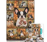 Boston Terrier Dog Collage Jigsaw Puzzles for Adults 1000 Piece Puzzle,Challenging To Complete But Fun And Humorous Educational Game for Birthday (38x26cm)