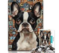 Boston Terrier Dog Collage Puzzles 1000 Pieces for Teenagers,Pattern Assembly Fun at Home Activities,Birthday Present,Travel Gifts 38x52cm