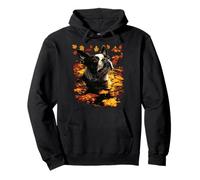 Boston Terrier Dog Cozy Fall Leaves Forest Autumn Aesthetic Pullover Hoodie
