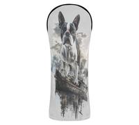 Boston Terrier Dog Cute Ship 3d Head Covers for Golf Clubs Premium Leather Headcovers with Number Tags for Woods and Driver Fairway Hybrid