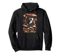 Boston Terrier Dog Fall Leaves Mushrooms Autumn Aesthetic Pullover Hoodie