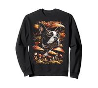Boston Terrier Dog Fall Leaves Mushrooms Autumn Aesthetic Sweatshirt