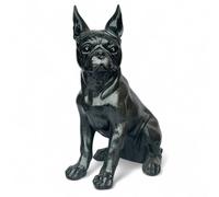 Boston Terrier Dog Figurine Silver Sparkle Finish Home Decoration Animal Crackers Multi One Size
