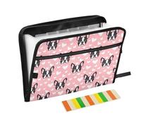 Boston Terrier Dog Heart Pattern Expanding File Folder A4,13 Pockets File Organiser, Paperwork A4 Plastic Wallet Document Storage Expander for School,Office and Home