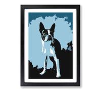 Boston Terrier Dog in Abstract Framed Print | A2 Black Framed Wall Art | Ready to Hang | Abstract Animal Picture | Living Room Bedroom Lounge Office