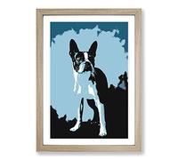 Boston Terrier Dog in Abstract Framed Print | A2 Oak Framed Wall Art | Ready to Hang | Abstract Animal Picture | Living Room Bedroom Lounge Office