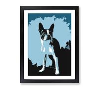Boston Terrier Dog In Abstract Modern Framed Print | A2 Black Framed Wall Art | Ready to Hang | Abstract Animal Picture | Living Room Bedroom Lounge Office