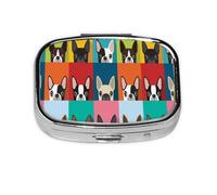 Boston Terrier Dog,Meta Pill Box 2 Compartment Medicine Case,Portable Organizer,Rectangle Meta Portable Organizer Pill Box 703 Compartment Medicine Case