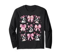 Boston Terrier Dog Mom Girl Coquette Bow Pink Long Sleeve T-Shirt